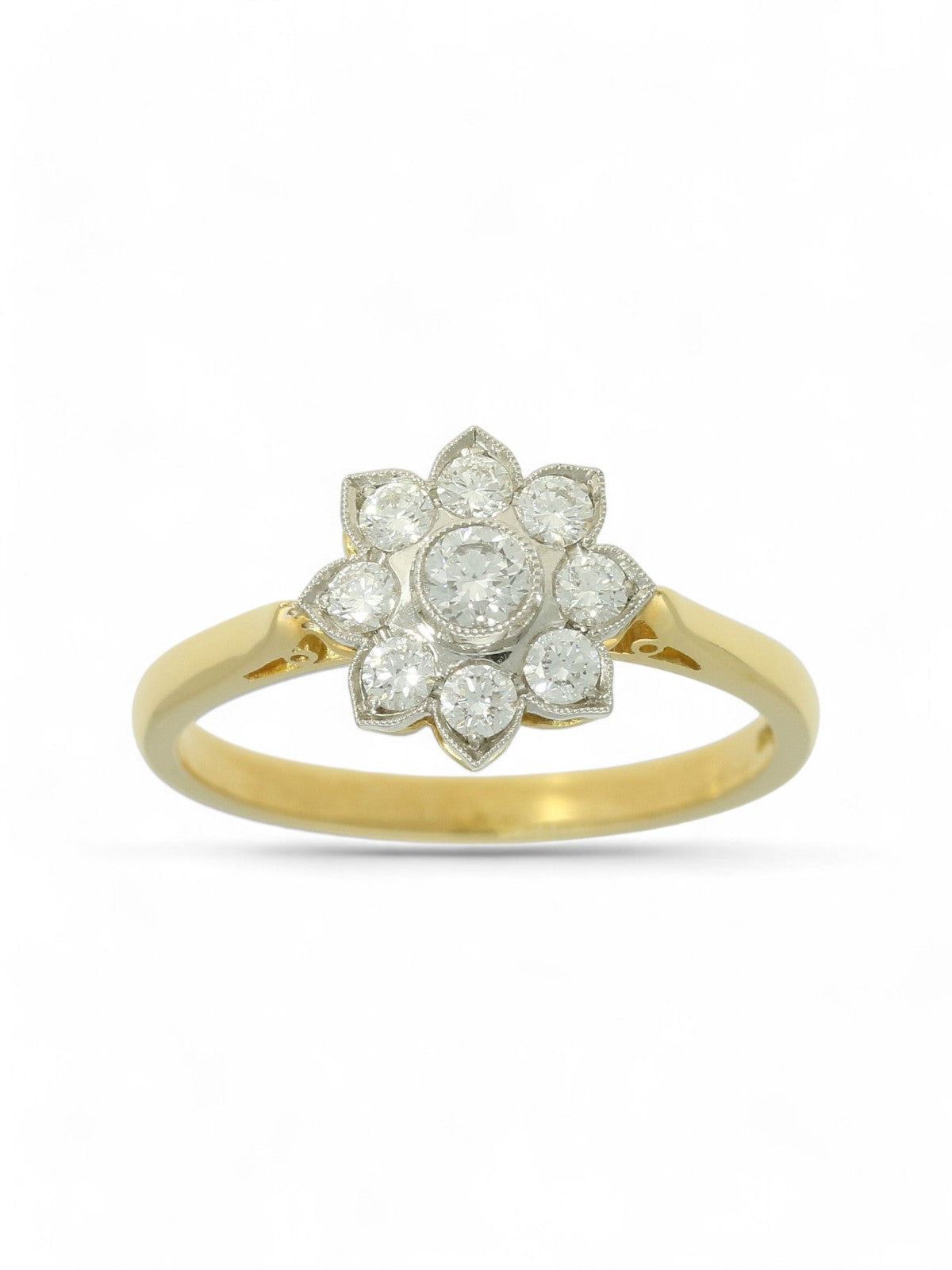 Diamond Cluster Ring 0.40ct Round Brilliant Cut in 18ct Yellow Gold and Platinum