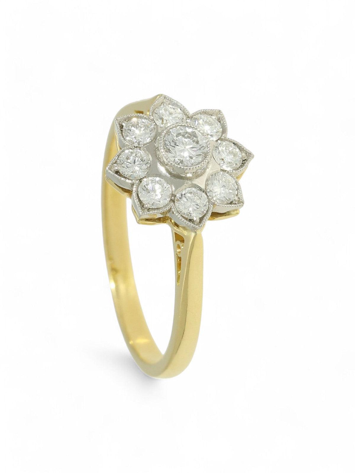 Diamond Cluster Ring 0.53ct Round Brilliant Cut in 18ct Yellow Gold and Platinum