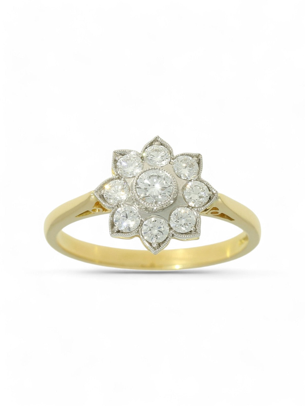 Diamond Cluster Ring 0.53ct Round Brilliant Cut in 18ct Yellow Gold and Platinum