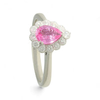 Pink Sapphire & Diamond Pear Cluster Ring in Platinum