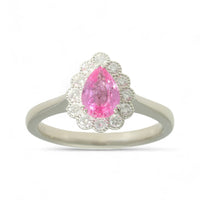 Pink Sapphire & Diamond Pear Cluster Ring in Platinum