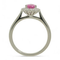 Pink Sapphire & Diamond Pear Cluster Ring in Platinum