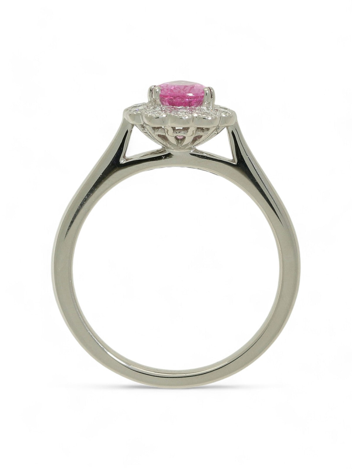 Pink Sapphire & Diamond Pear Cluster Ring in Platinum