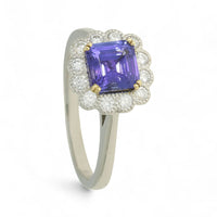 Tanzanite & Diamond Cluster Ring in Platinum and 18ct Yellow Gold