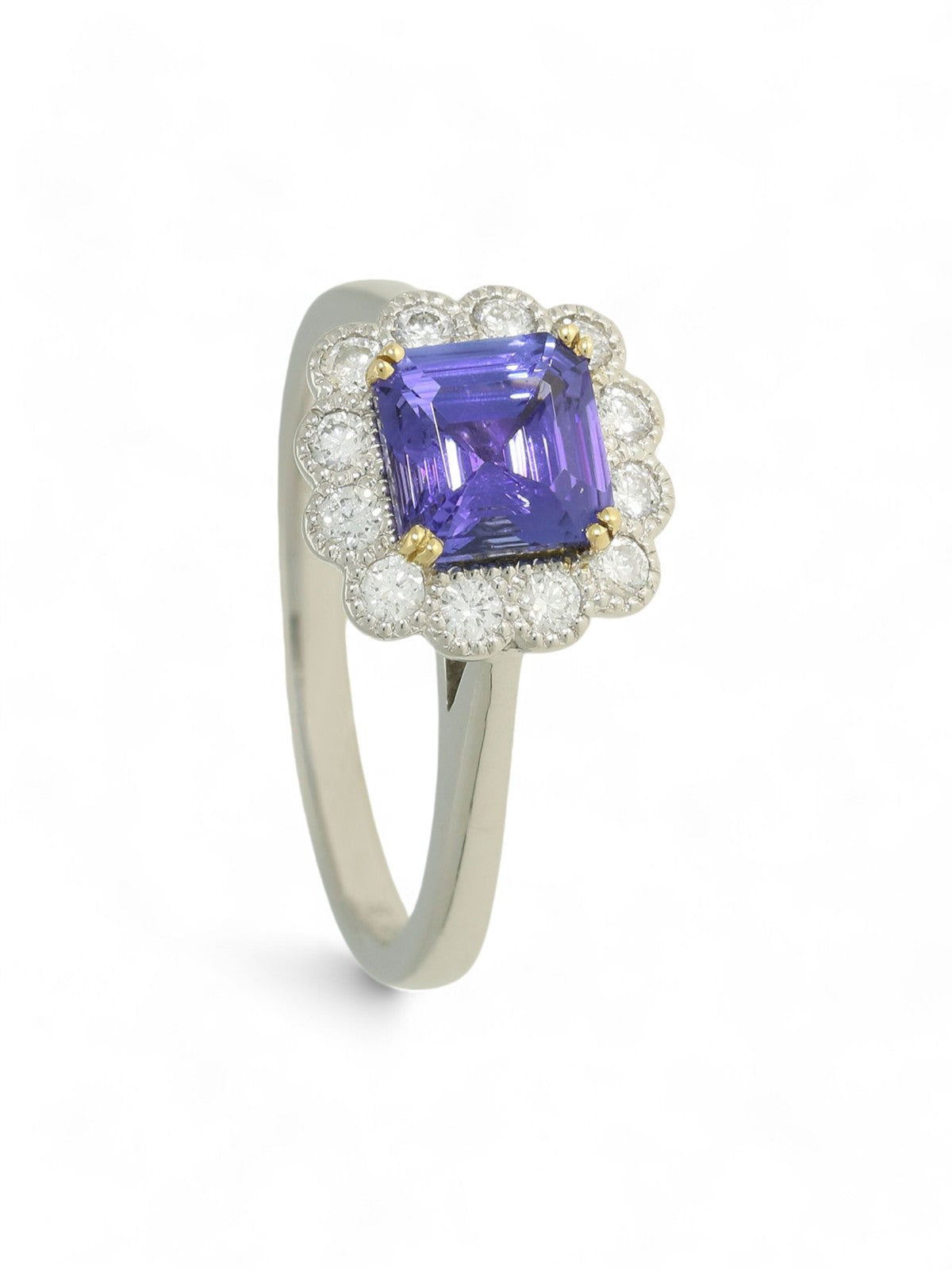 Tanzanite & Diamond Cluster Ring in Platinum and 18ct Yellow Gold