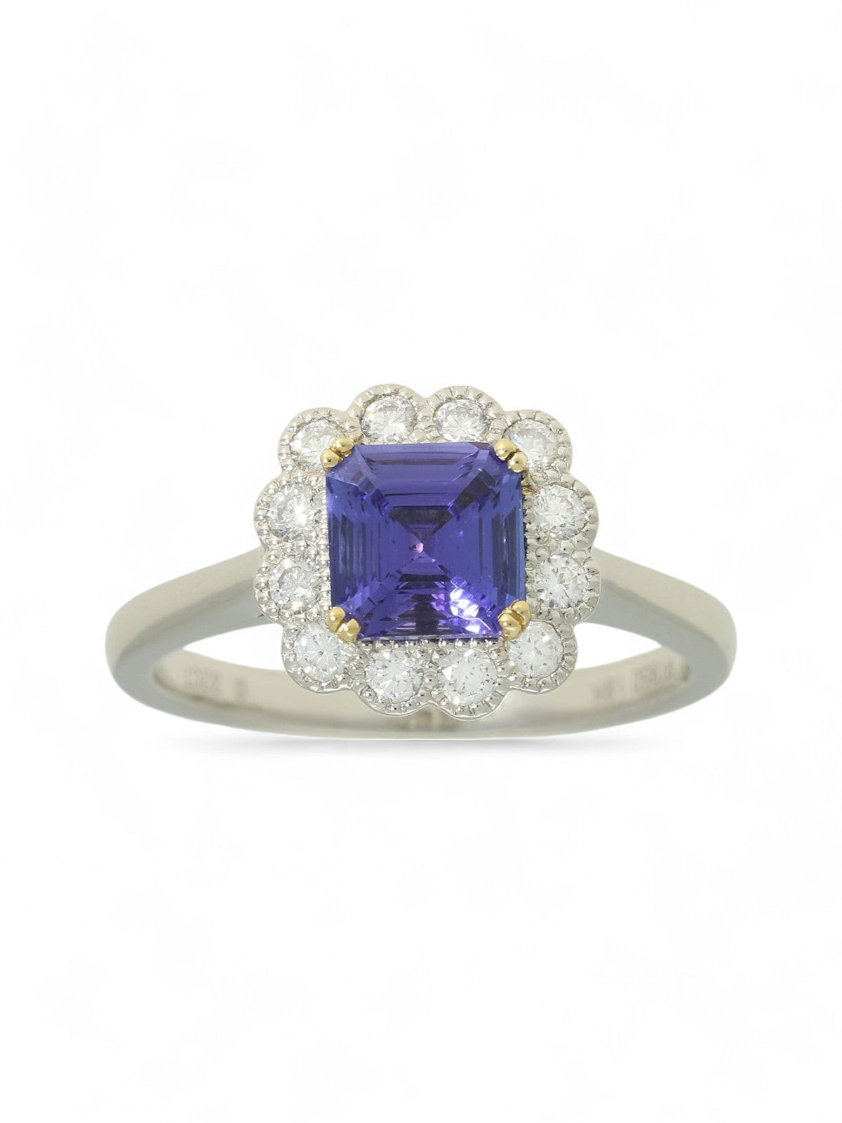 Tanzanite & Diamond Cluster Ring in Platinum and 18ct Yellow Gold