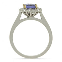 Tanzanite & Diamond Cluster Ring in Platinum and 18ct Yellow Gold