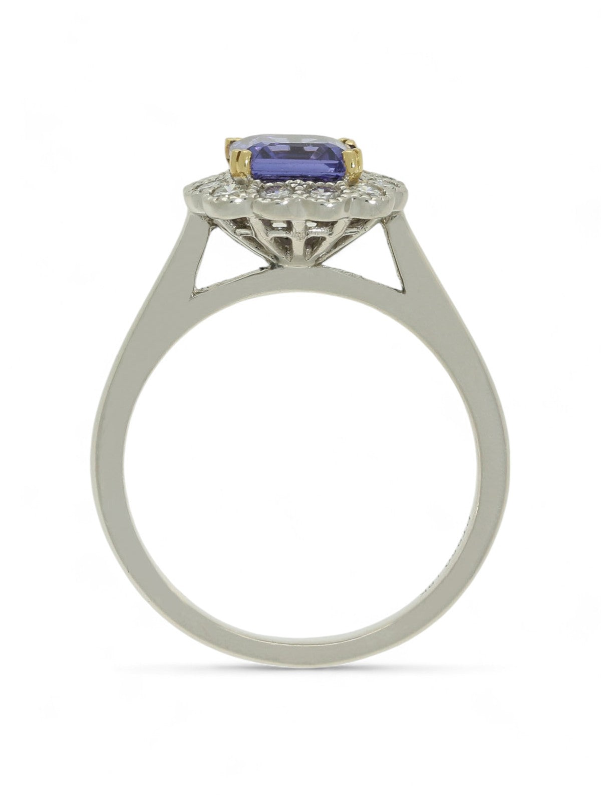 Tanzanite & Diamond Cluster Ring in Platinum and 18ct Yellow Gold