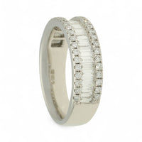 Diamond Half Eternity Ring 0.93ct Round Brilliant and Baguette Cut in Platinum