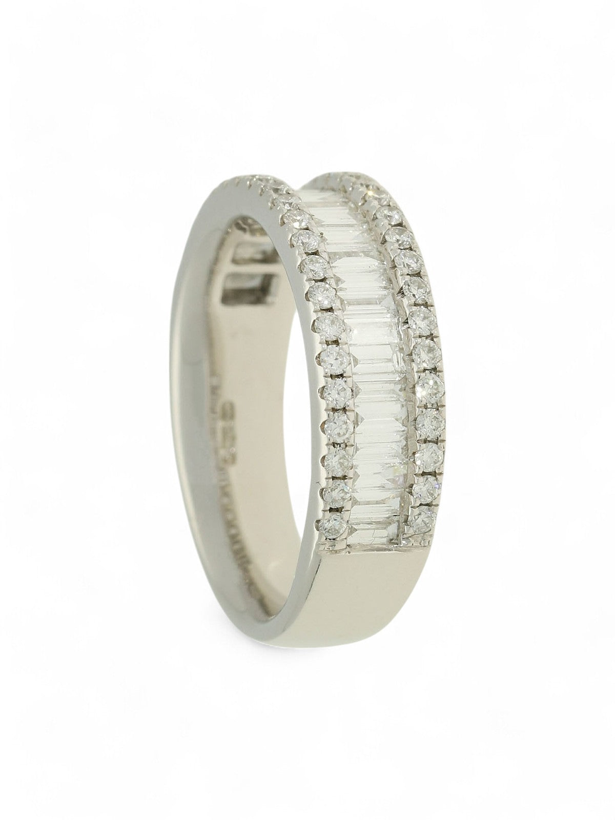 Diamond Half Eternity Ring 0.93ct Round Brilliant and Baguette Cut in Platinum