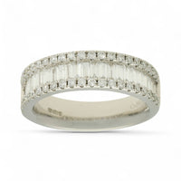 Diamond Half Eternity Ring 0.93ct Round Brilliant and Baguette Cut in Platinum