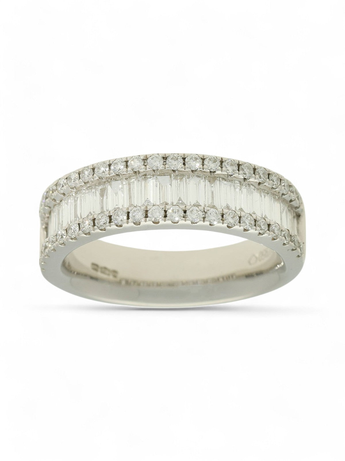 Diamond Half Eternity Ring 0.93ct Round Brilliant and Baguette Cut in Platinum