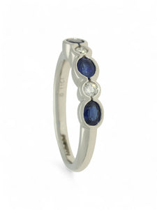 Sapphire & Diamond Half Eternity Ring in Platinum