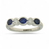 Sapphire & Diamond Half Eternity Ring in Platinum