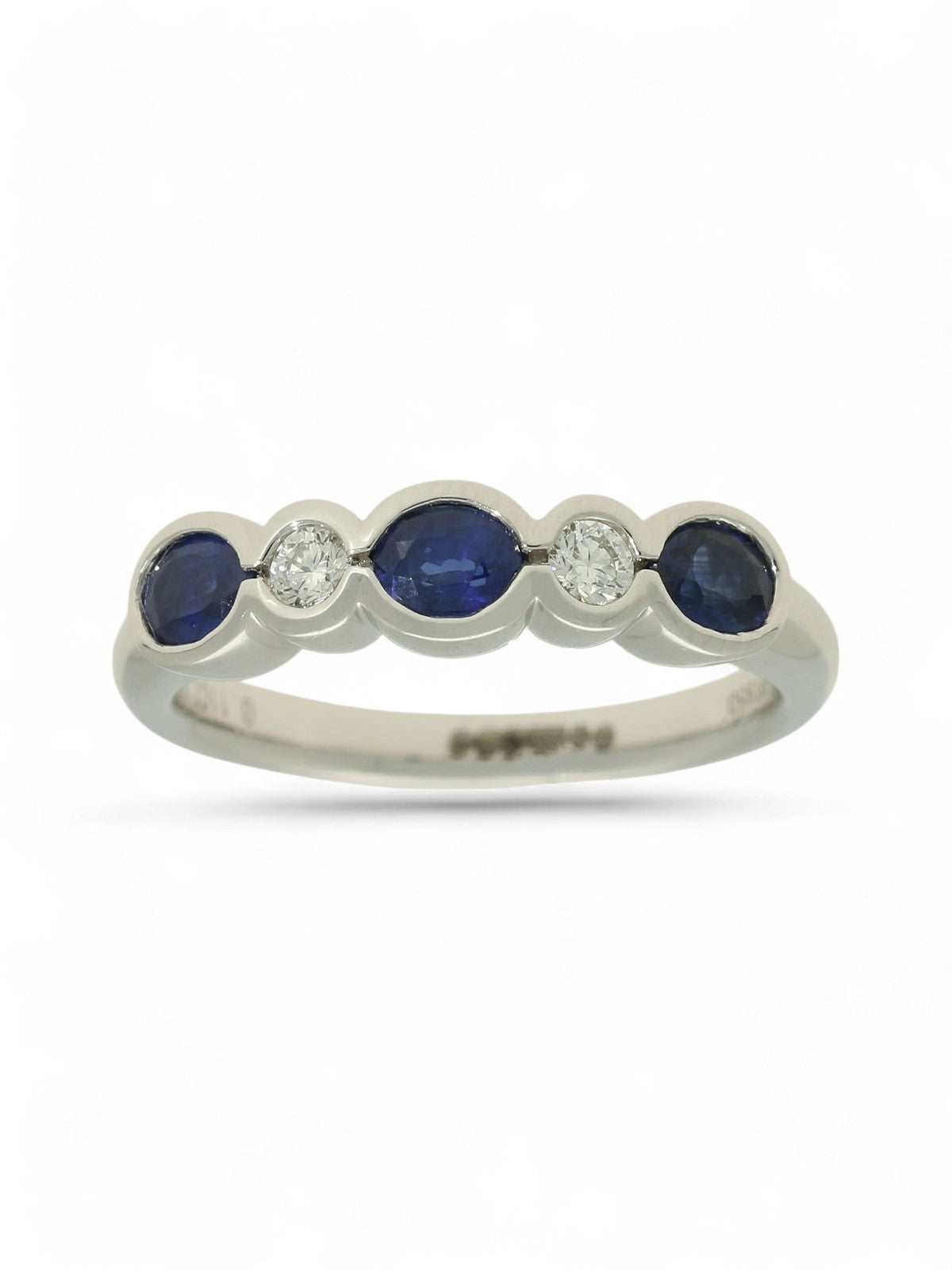 Sapphire & Diamond Half Eternity Ring in Platinum