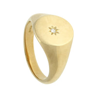 9ct Yellow Gold & Diamond Heavy Oxford Oval Signet Ring