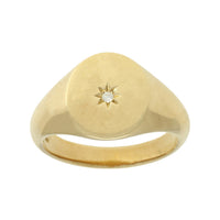 9ct Yellow Gold & Diamond Heavy Oxford Oval Signet Ring