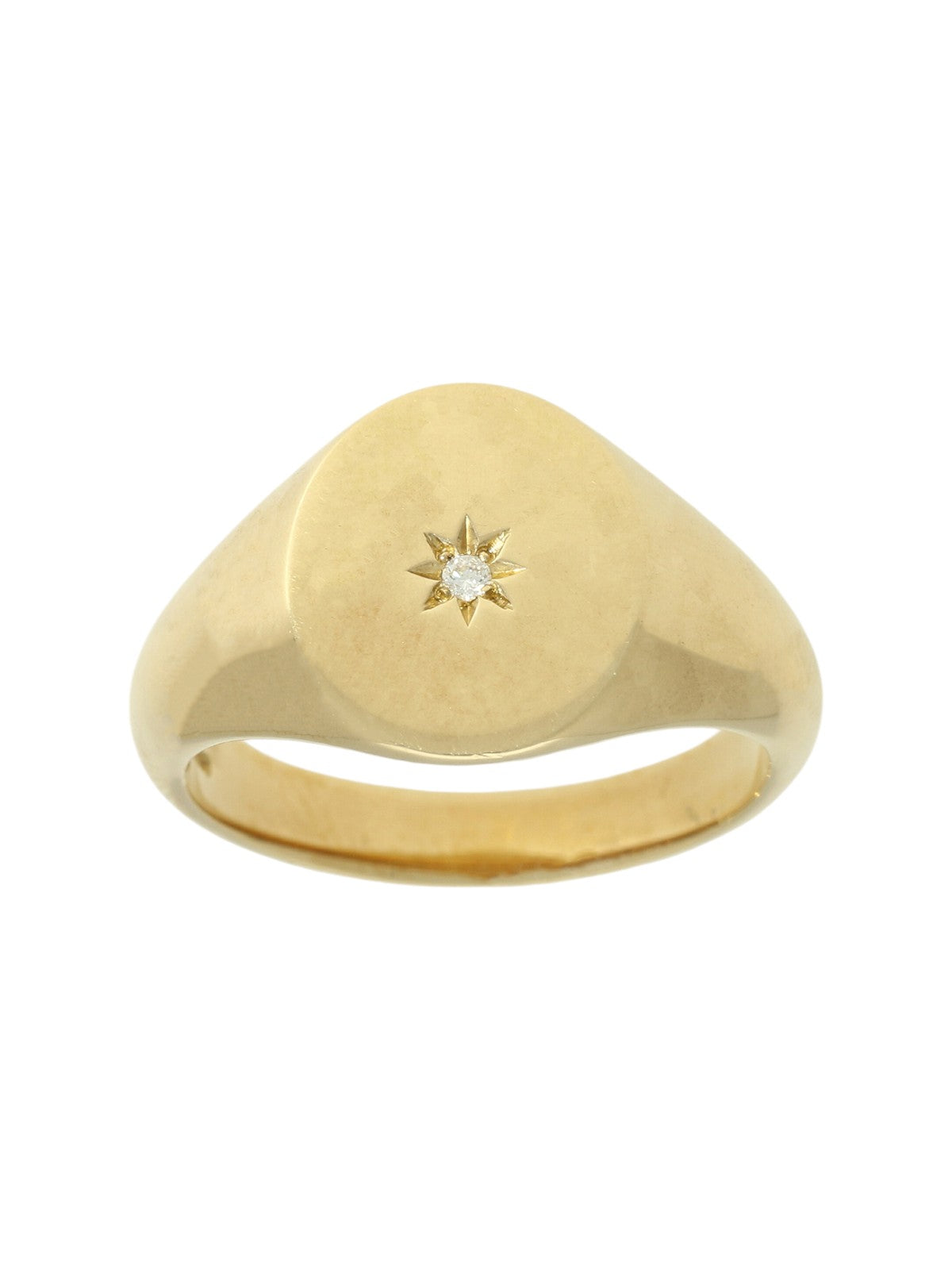 9ct Yellow Gold & Diamond Heavy Oxford Oval Signet Ring