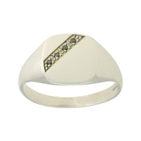 9ct White Gold & Black Diamond Medium Cushion Signet Ring