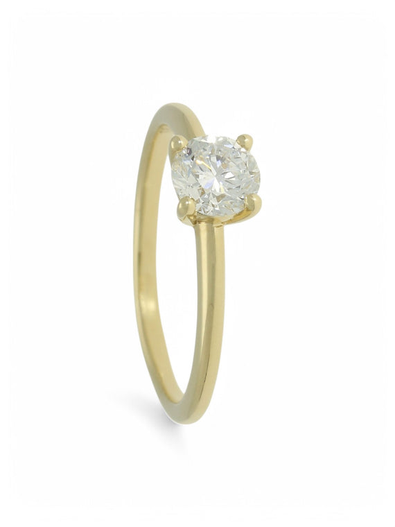 Lab Grown Diamond Solitaire Ring 0.65ct Brilliant Cut in 9ct Yellow Gold