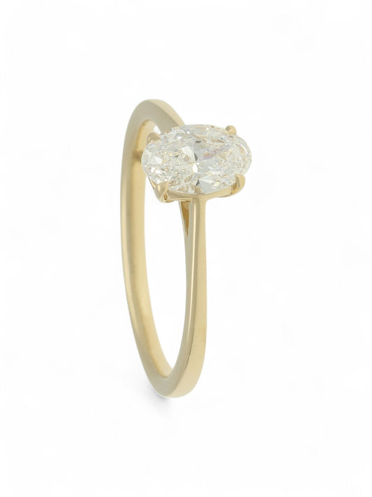 Lab Grown Diamond Solitaire Ring 0.70ct Oval Cut in 9ct Yellow Gold