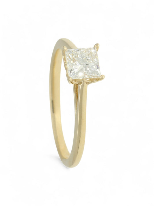 Lab Grown Diamond Solitaire Ring 0.70ct Princess Cut in 9ct Yellow Gold