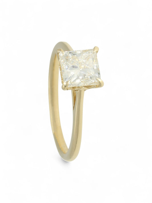 Lab Grown Diamond Solitaire Ring 1.50ct Princess Cut in 9ct Yellow Gold