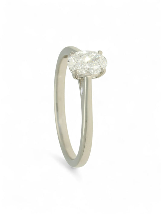 Lab Grown Diamond Solitaire Ring 0.50ct Oval Cut in Platinum
