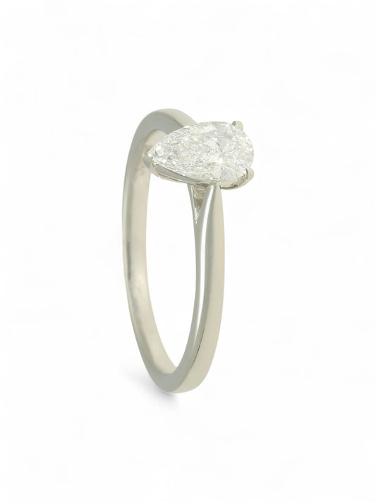 Lab Grown Diamond Solitaire Ring 0.50ct Pear Cut in Platinum