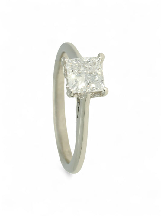 Lab Grown Diamond Solitaire Ring 1.00ct Princess Cut in Platinum