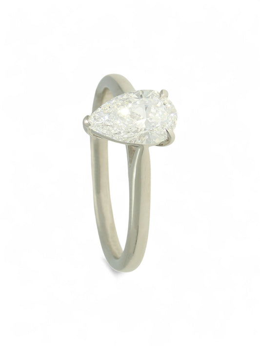 Lab Grown Diamond Solitaire Ring 1.00ct Pear Cut in Platinum