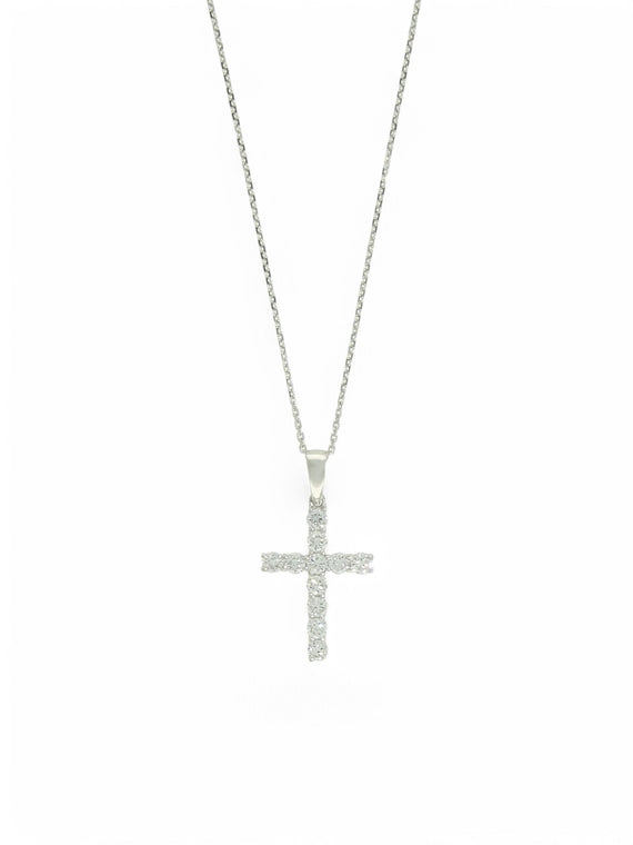 Lab Grown Diamond Cross Pendant 0.50ct Brilliant Cut in 9ct White Gold