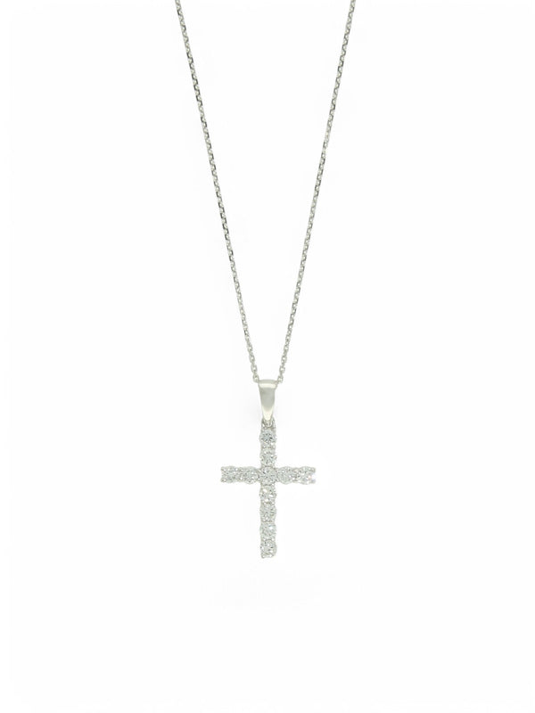 Lab Grown Diamond Cross Pendant 0.50ct Brilliant Cut in 9ct White Gold