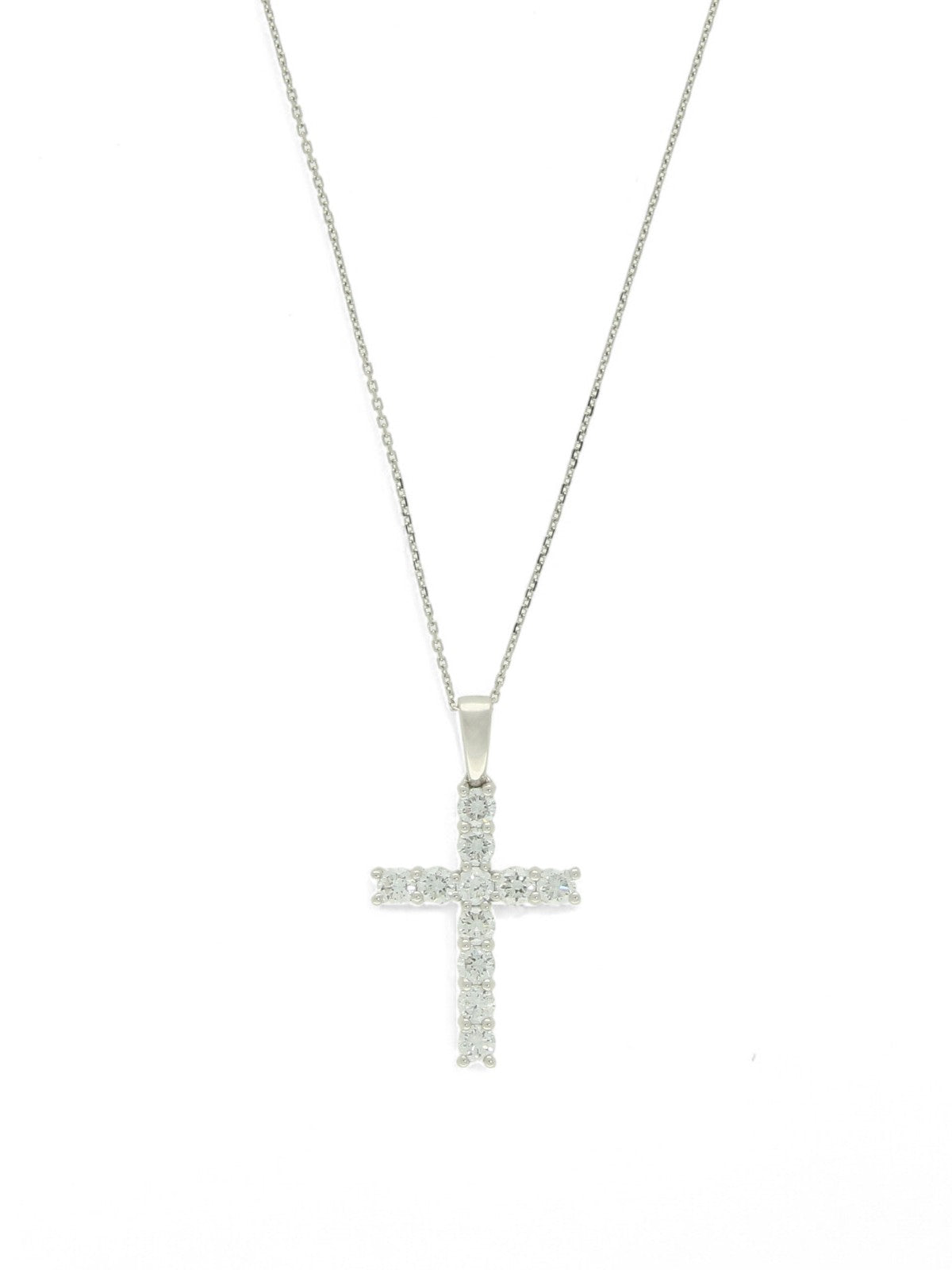 Lab Grown Diamond Round Brilliant Cut Cross Pendant Necklace 1.00ct in 9ct White Gold