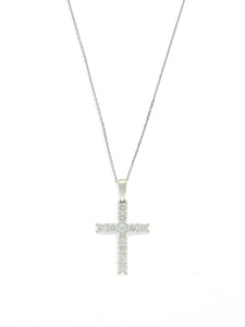 Lab Grown Diamond Round Brilliant Cut Cross Pendant Necklace 1.00ct in 9ct White Gold