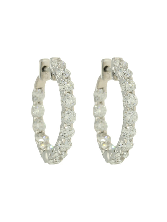 Lab Grown Diamond Hoop Earrings 2.96ct Brilliant Cut in 9ct White Gold