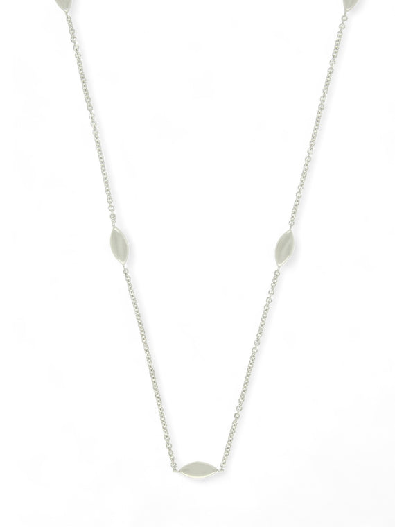 Marquise Bead 45cm Station Necklace in 9ct White Gold