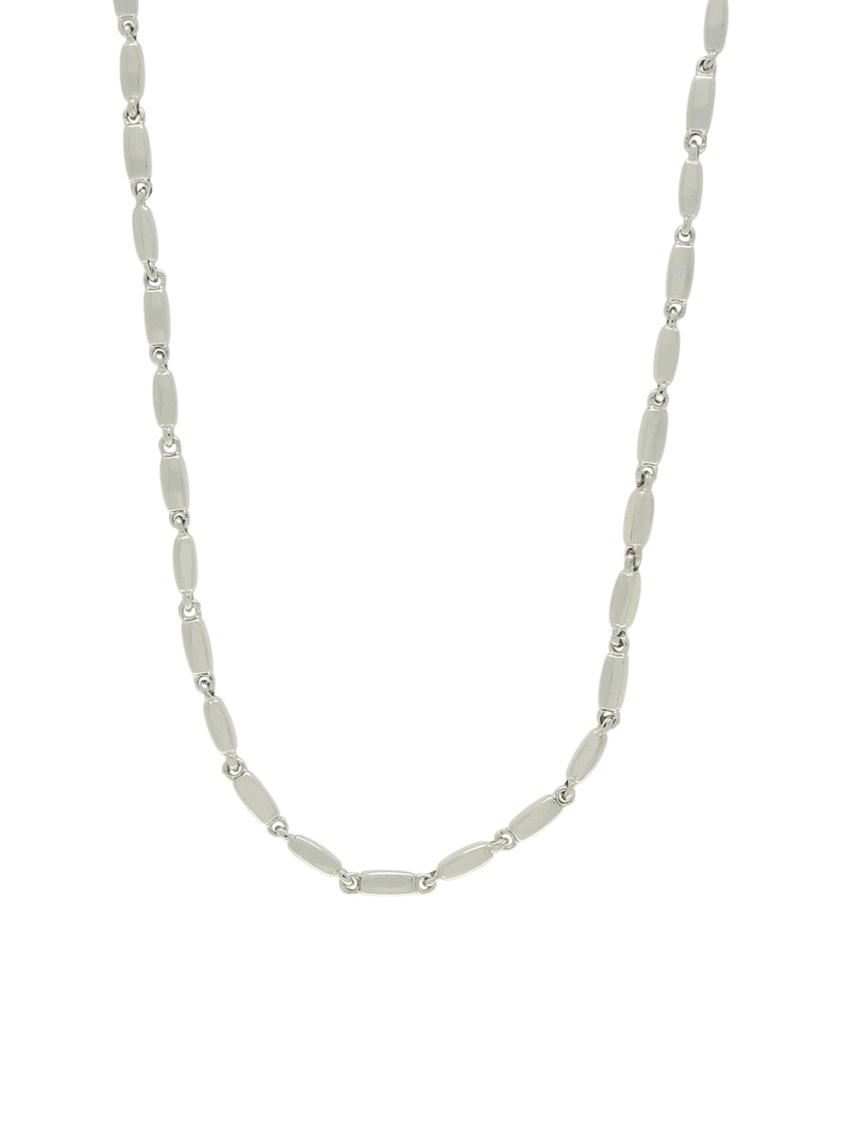 Polished Hollow Block Link Necklace in 9ct White Gold