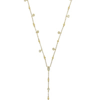 Diamond & Gold Bead Necklace in 9ct Yellow Gold