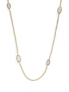 Amethyst Marquise Bead Necklace in 9ct Yellow Gold