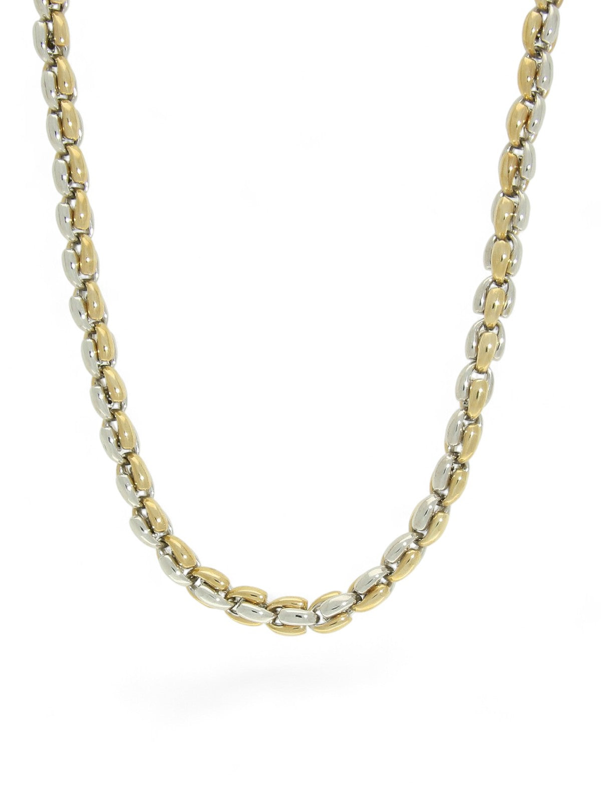 Link Necklace in 9ct Yellow and White Gold