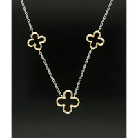 Open Flower Necklace in 9ct Yellow & White Gold