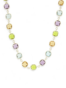 Multi Stone Cushion Cut Necklet in 9ct Yellow Gold