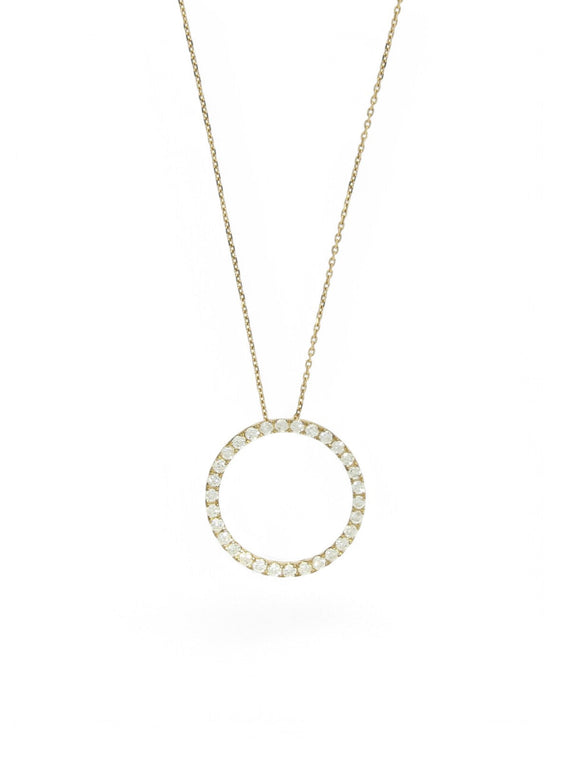 Diamond Open Circle Pendant Necklace 0.50ct in 9ct Yellow Gold