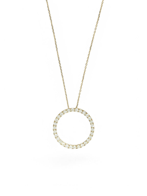 Diamond Open Circle Pendant Necklace 0.50ct in 9ct Yellow Gold