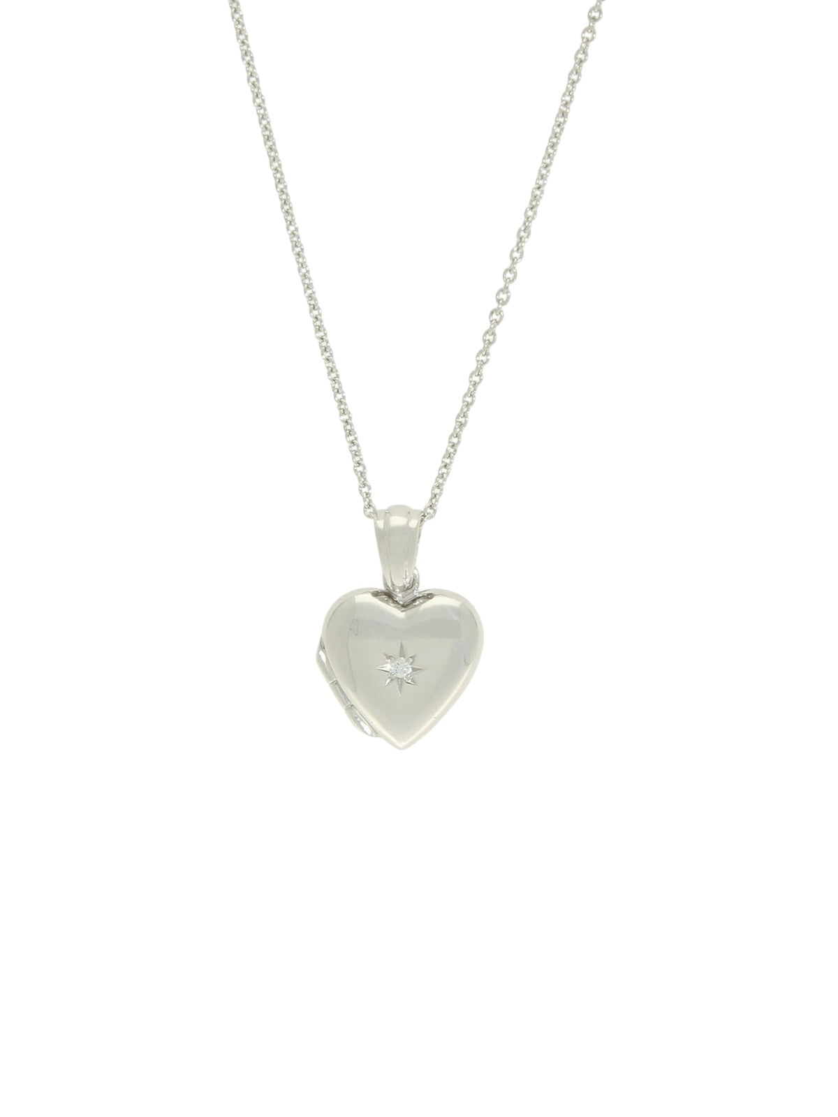 Diamond Heart Locket in 9ct White Gold