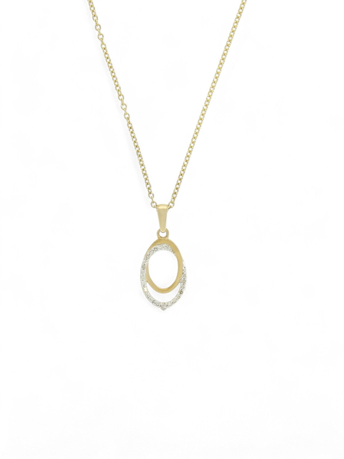 Diamond Interlocking Oval Pendant Necklace in 9ct Yellow Gold