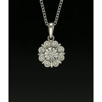 Diamond Round Brilliant Flower Design Pendant Necklace in 9ct White Gold