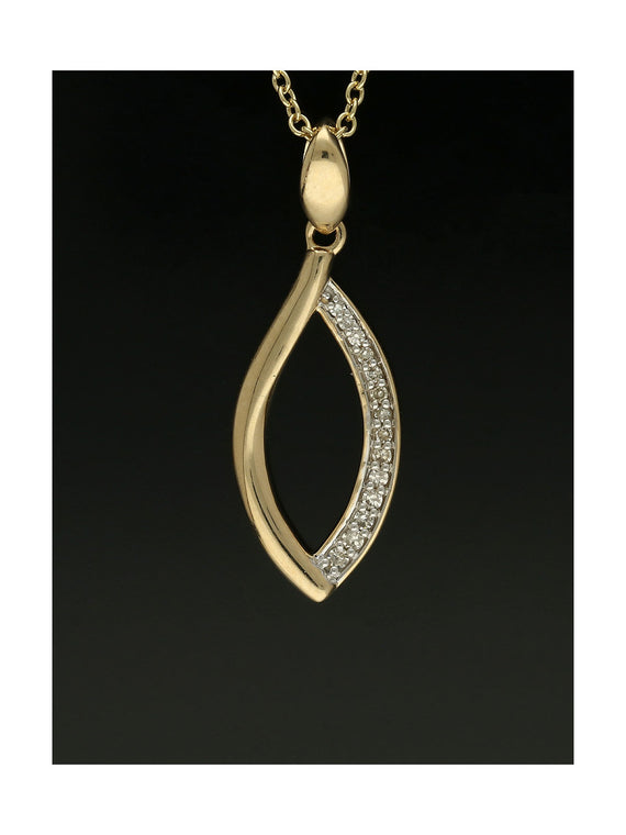Diamond Round Brilliant Marquise Pendant Necklace in 9ct Yellow Gold