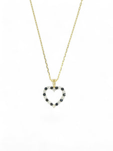 Sapphire & Diamond Open Heart Pendant  Necklace in 9ct Yellow Gold